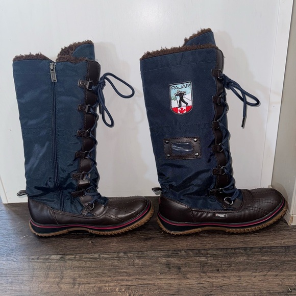 Pajar Grip Boots Women Sz 8-8.5  Blue Sherpa Lined Winter Snow Tall EUC CANADA - Picture 1 of 6